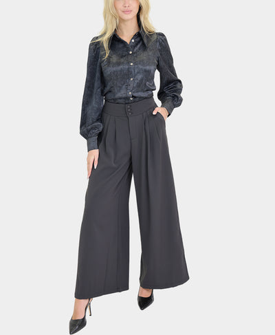 Satin Blouse & Wide Leg Pant - 2 Pc Set image 1