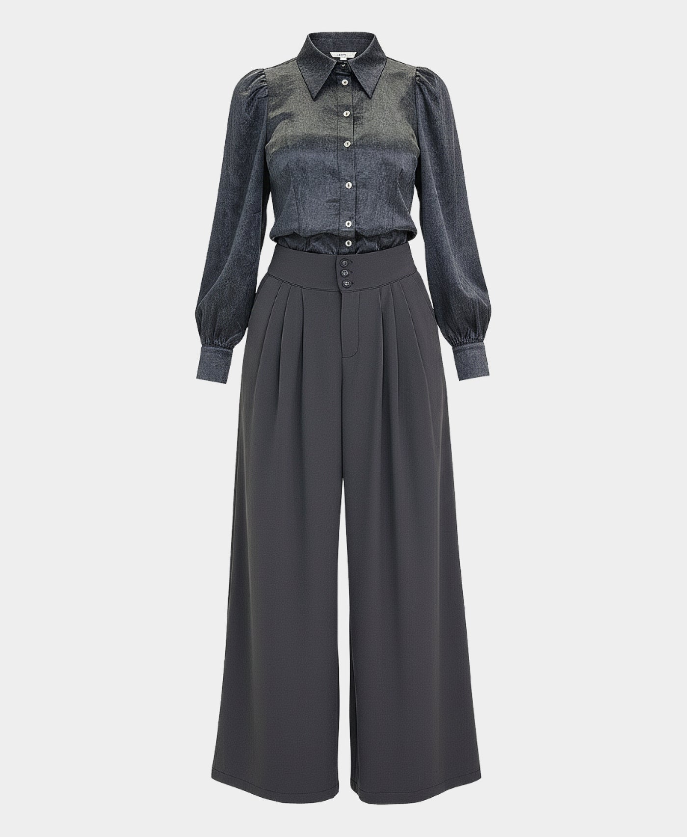 Satin Blouse & Wide Leg Pant - 2 Pc Set view 2