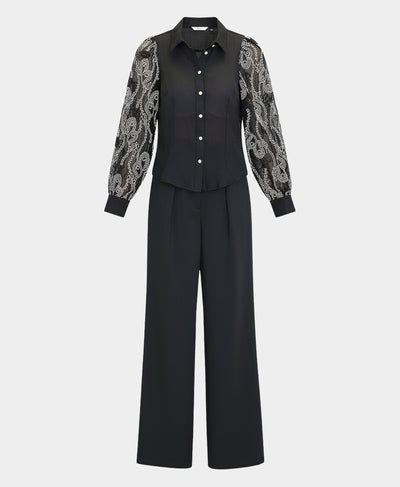 Embroidered Sleeve Blouse & Pant - 2 Pc Set image 2