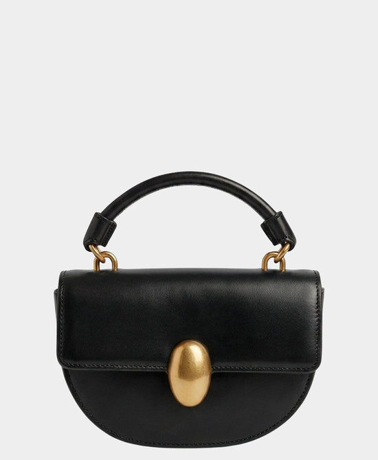 
Half Moon Handbag w/ Gold Detail in BLACK view 1