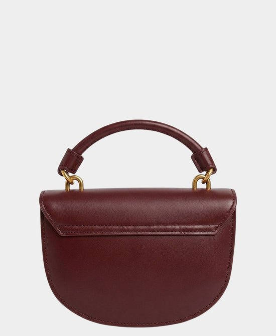 
Half Moon Handbag w/ Gold Detail in BURGUNDY view 2