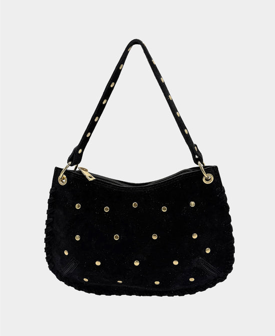 Suede Studded Shoulder Bag view 