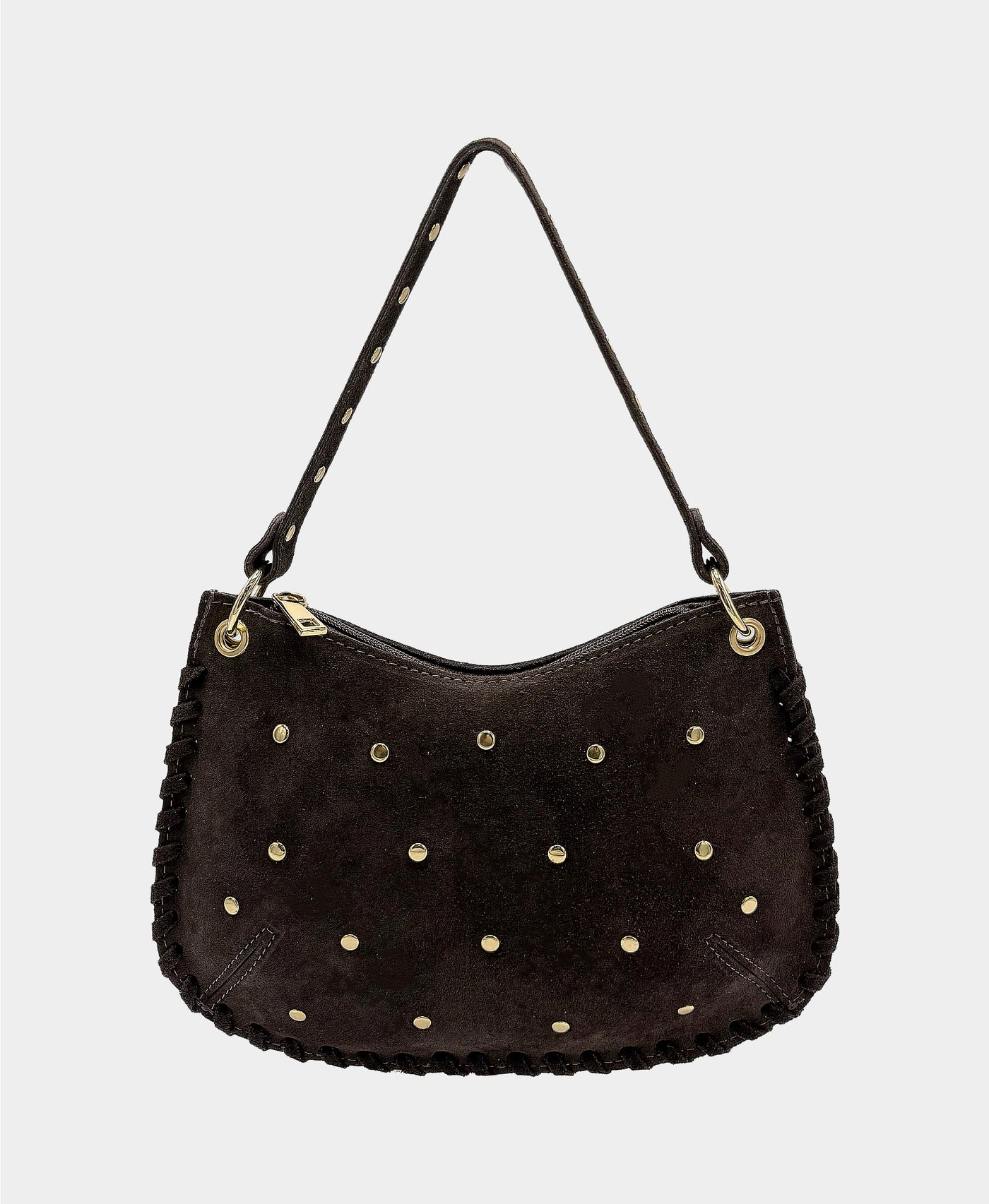 Suede Studded Shoulder Bag view 3