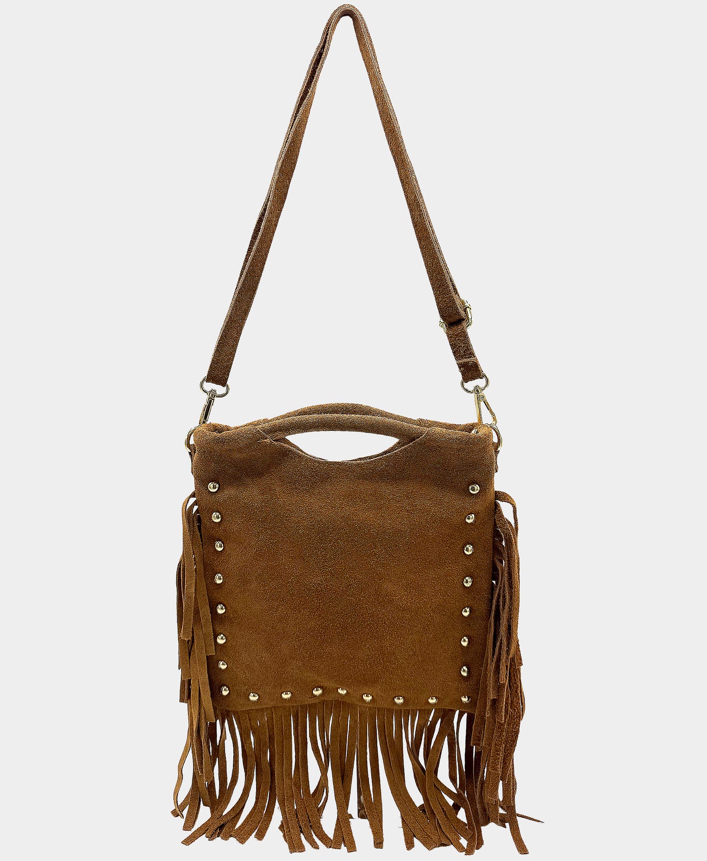 Suede Fringe Crossbody Bag w/ Studs view 1