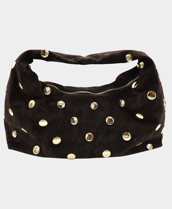Suede Studded Shoulder Bag view 