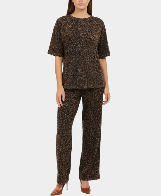 Leopard Print Tee & Pants Set w/ Crystals view 