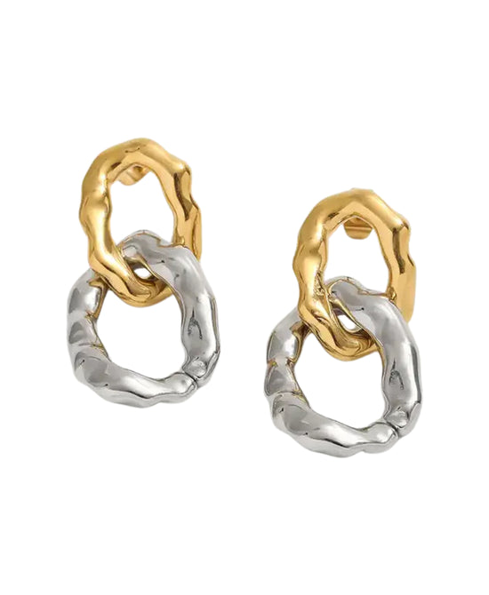 Two Tone Chain Link Earrings view 