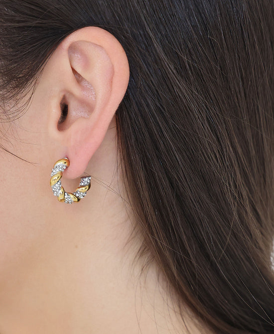 Two Tone Twist Hoop Earrings view 