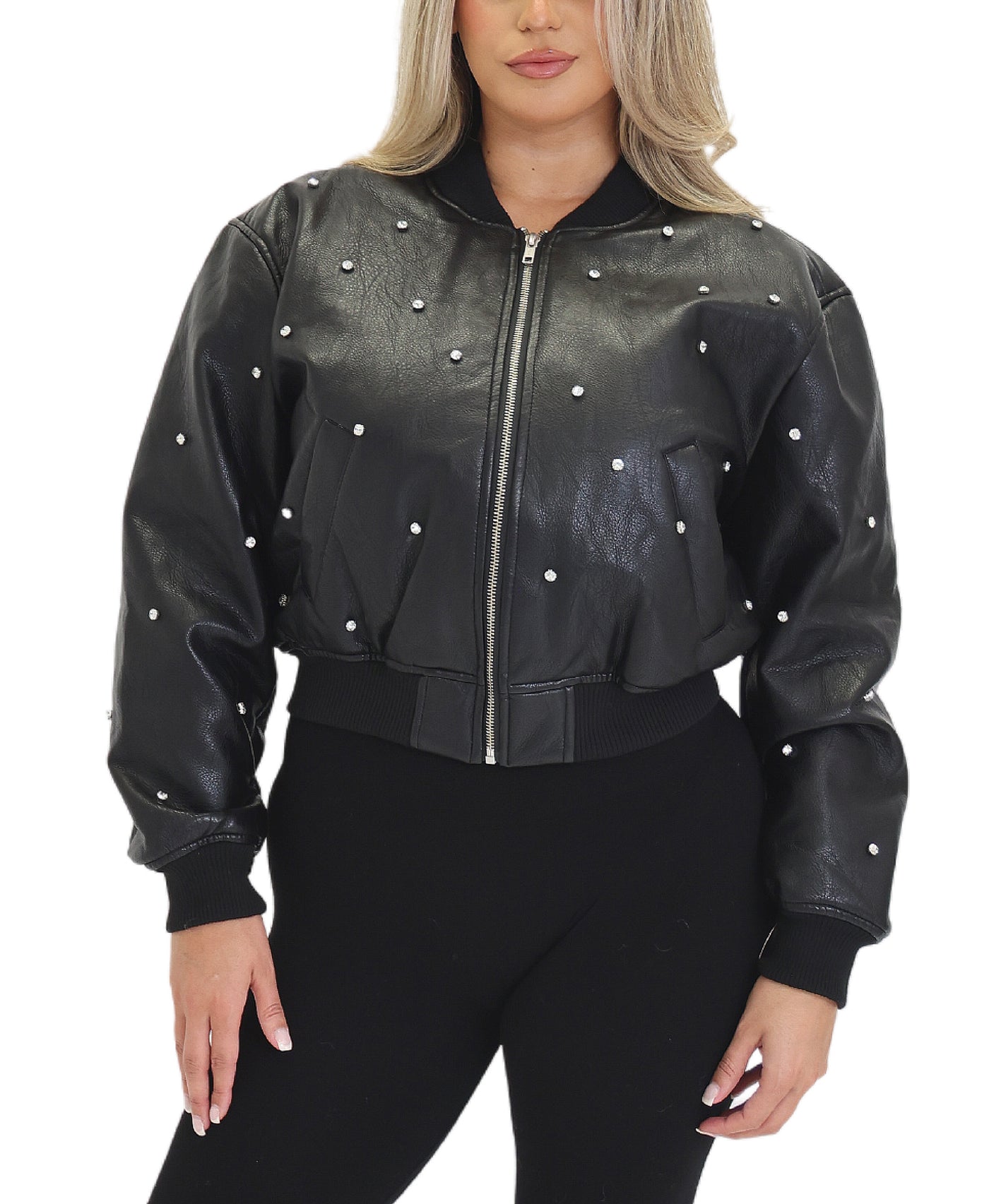 Bomber Jacket w/ Rhinestones view 1