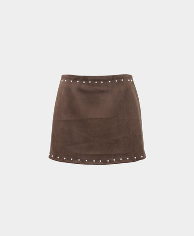 Faux Suede Mini Skort w/ Studs image 2