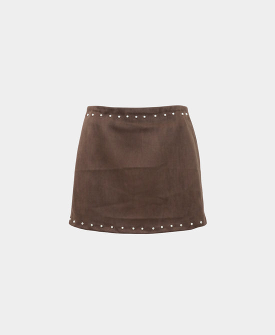 Faux Suede Mini Skort w/ Studs view 