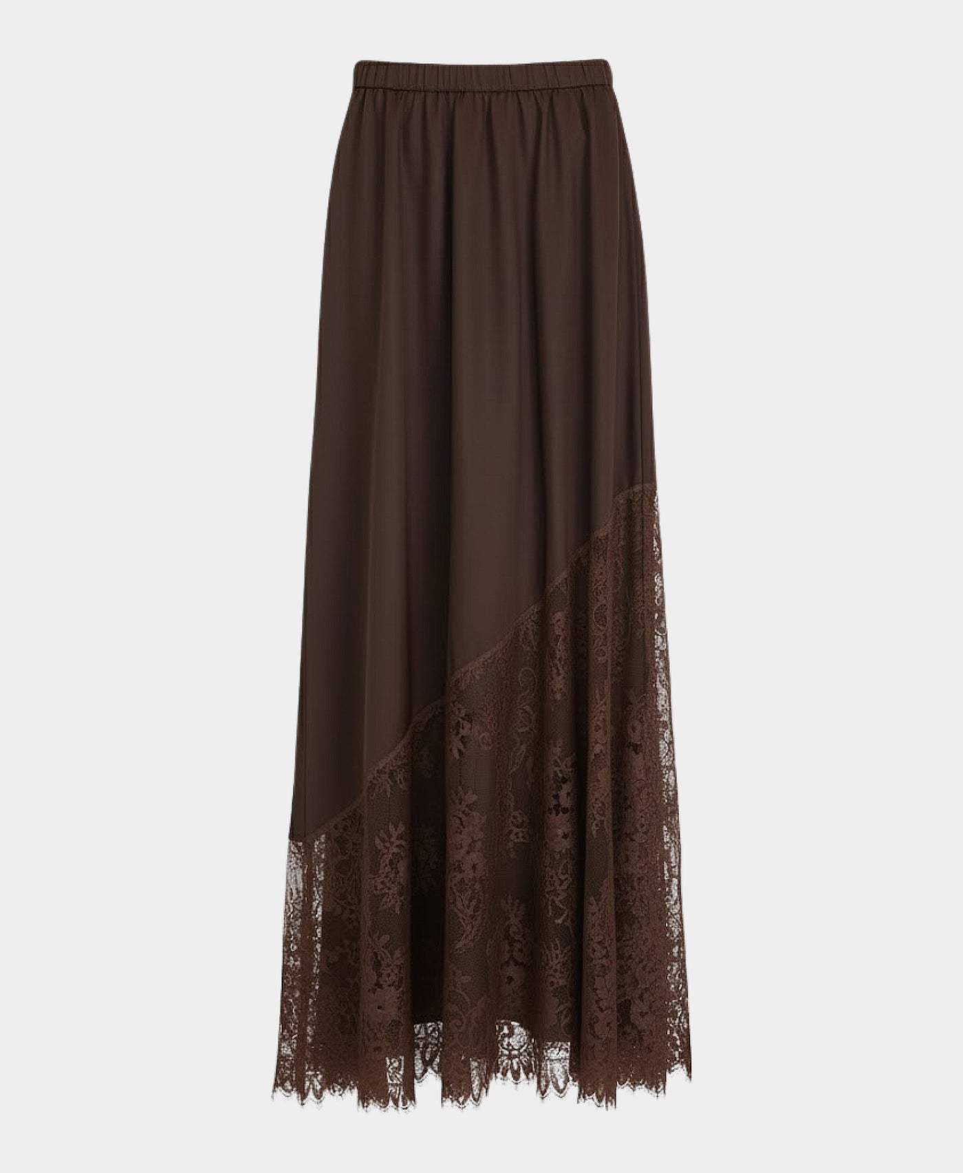 Lace Trim Satin Midi Skirt view 3