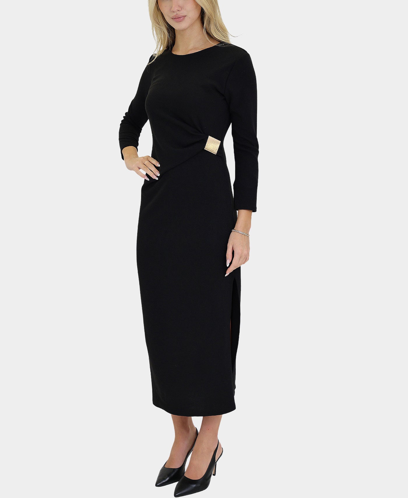 Knit Maxi Dress w/ Gold Hardware view 1