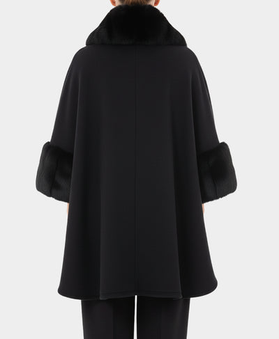 Solid Faux Fur Trim Cape image 2