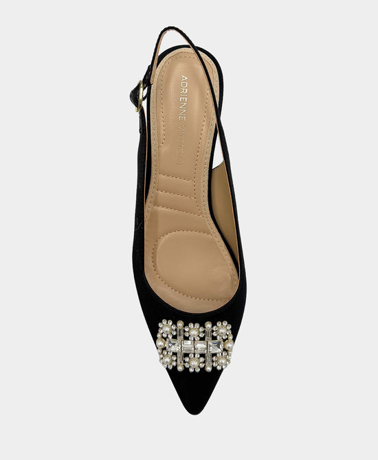 Satin Kitten Slingback Pump w/ Crystals & Pearls view 
