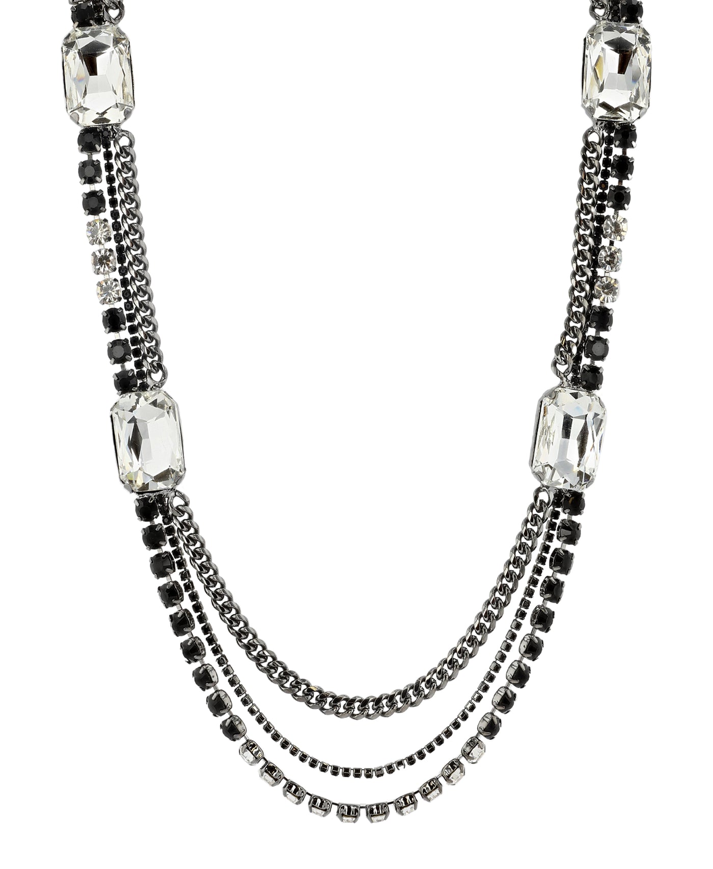 Multi Strand Long Necklace w/ Jewels image 1