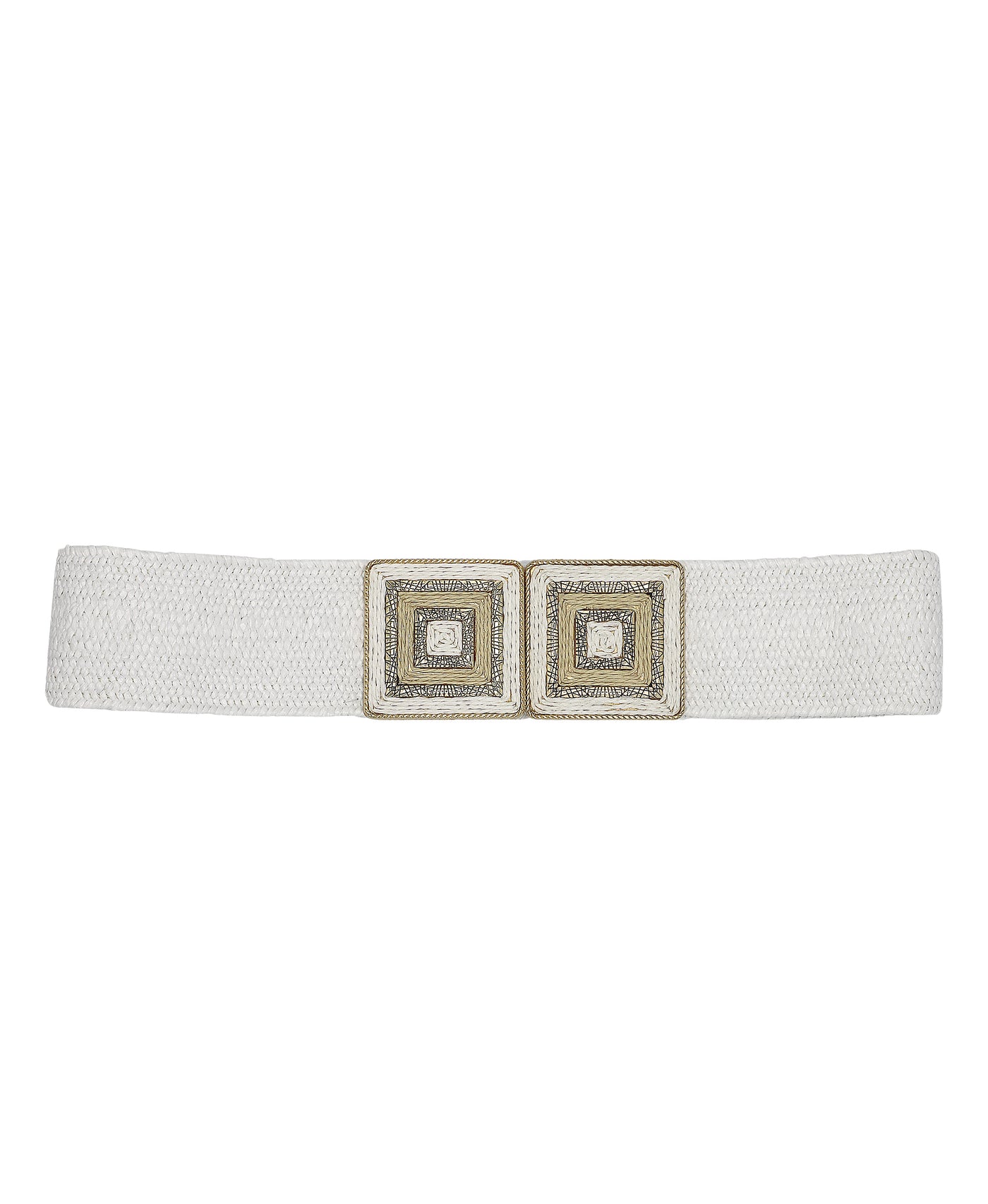 Woven Belt w/ Double Square Gold Buckle image 1