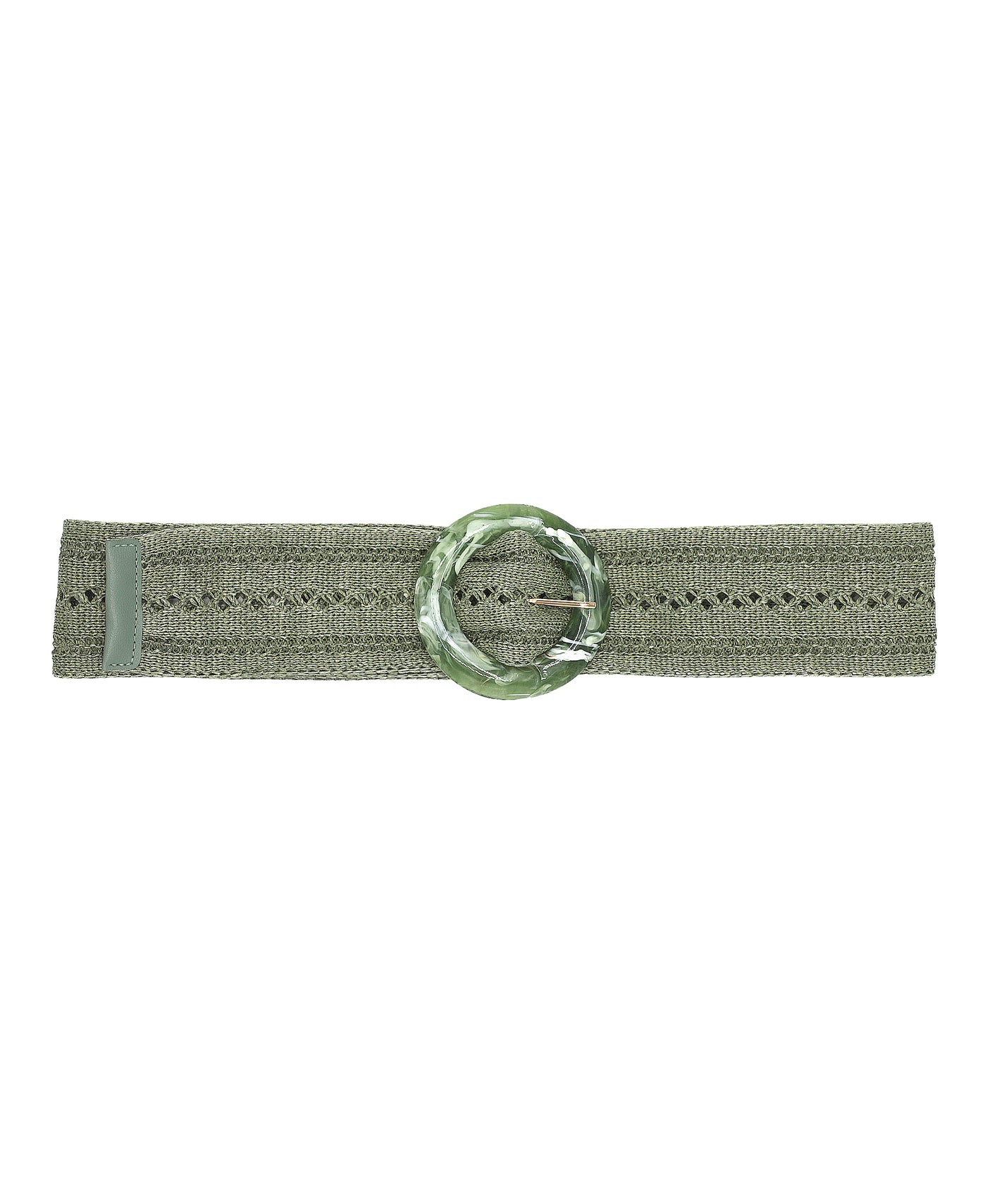Woven Fabric Belt w/ Round Marble Buckle image 1