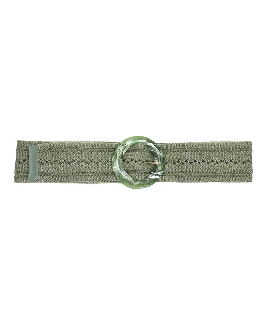 Woven Fabric Belt w/ Round Marble Buckle view 1