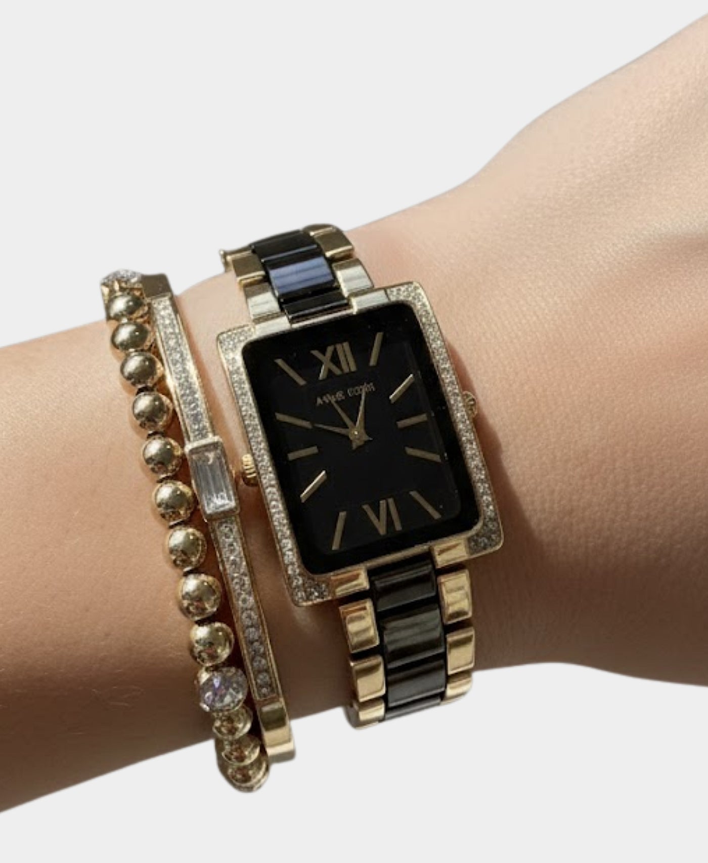 3 Pc Rectangle Link Watch w/ Bracelets view 1