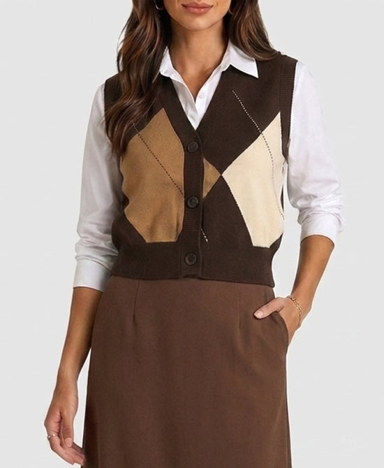 
Printed Vest in BROWN MULTI view 1