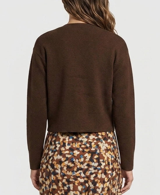 
Cropped Knit Cardigan in BROWN view 2