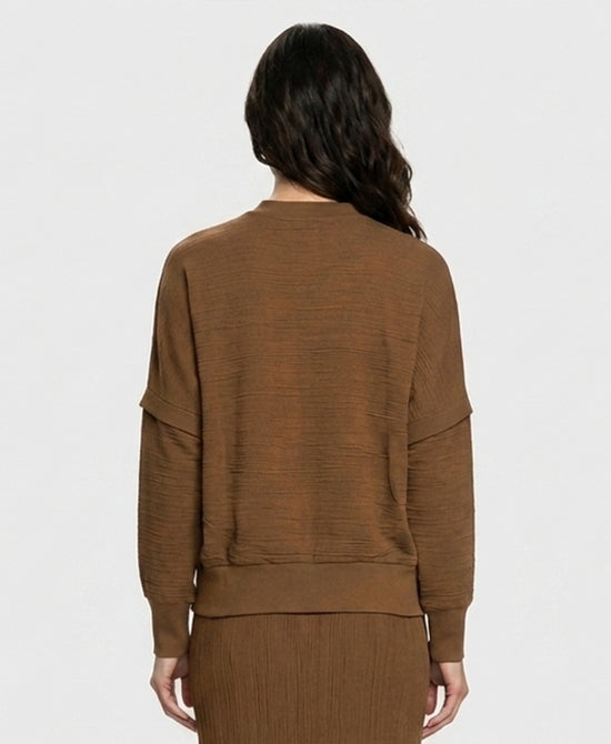 
Sweater w/ 3/4 Zipper in BROWN view 2