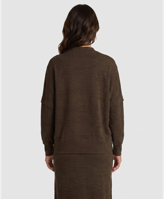 
Sweater w/ 3/4 Zipper in DARK BROWN view 2