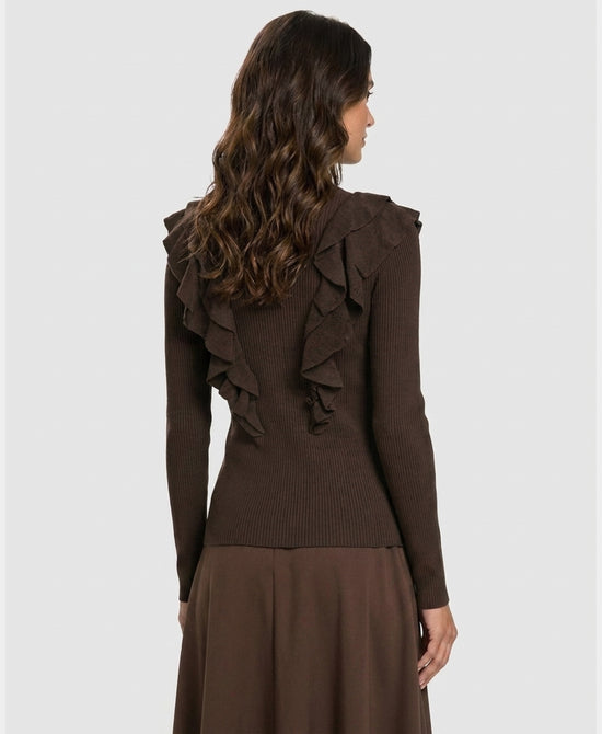 
Sweater w/ Ruffles in BROWN view 2