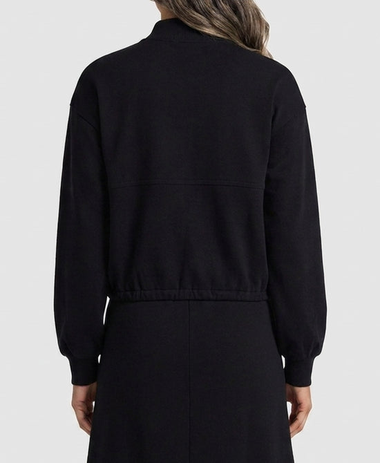
Sweater w/ 3/4 Zipper w/ Cinch Bottom in BLACK view 2