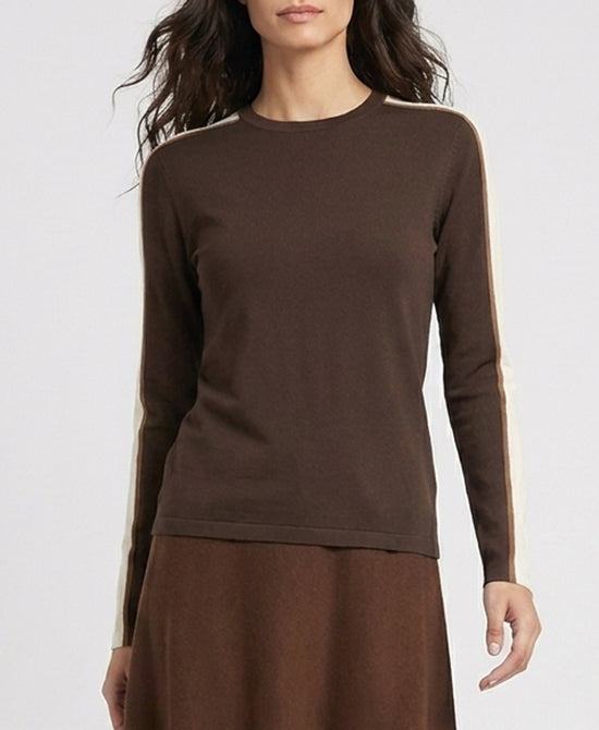 
Sweater w/ Stripe Contrast in BROWN MULTI view 1