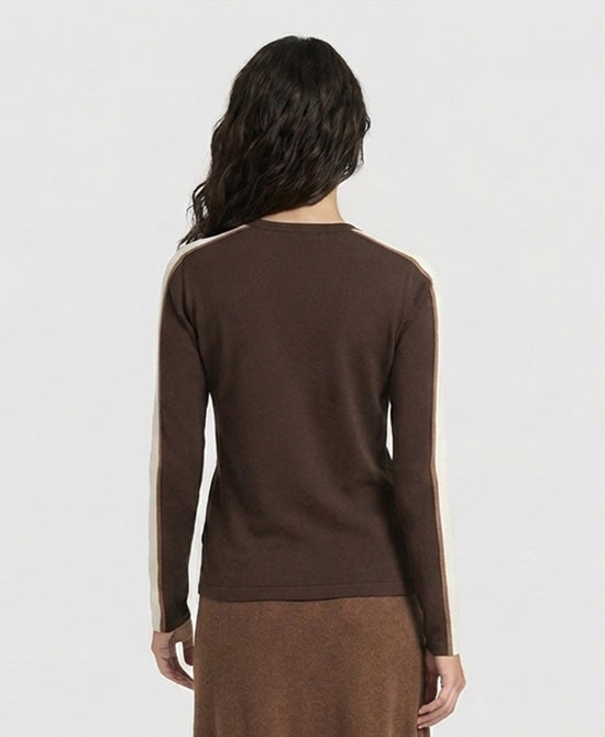 
Sweater w/ Stripe Contrast in BROWN MULTI view 2