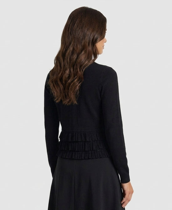 
Sweater w/ Sequins & Ruffle Trim in BLACK view 2