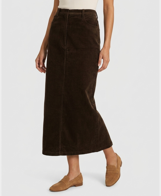 
Corduroy Maxi Skirt in BROWN view 1