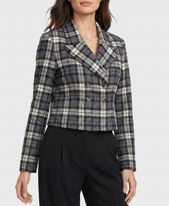 
Plaid Jacket w/ Removable Peplum in BLACK MULTI view 2