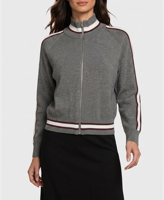 
Cardigan w/ Stripe Trim in GREY MULTI view 1