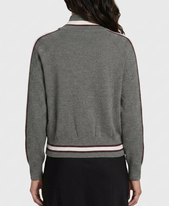
Cardigan w/ Stripe Trim in GREY MULTI view 2