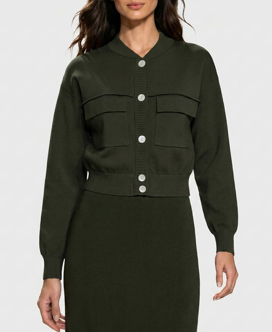 
Cardigan w/ Pockets in OLIVE view 1