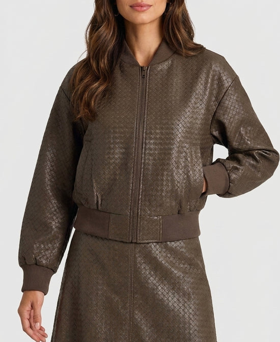 
Woven Bomber Jacket in COCOA view 1