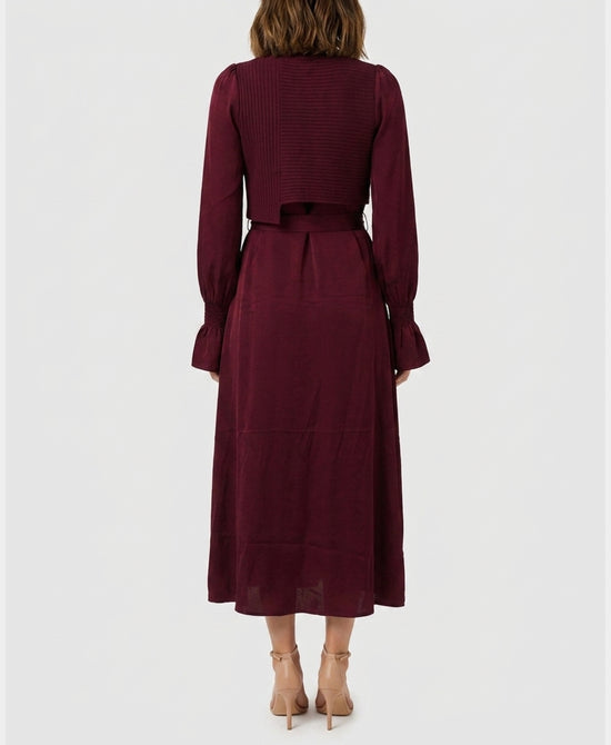 
Knit Combo Midi Dress in MERLOT view 2