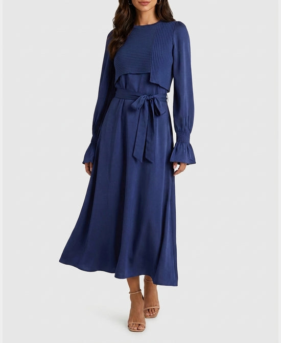 
Knit Combo Midi Dress in BLUE view 1