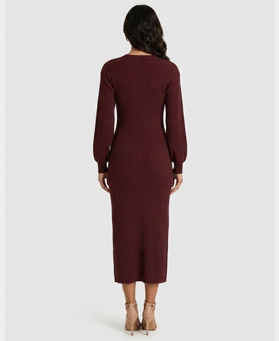 
Knit Maxi Dress in WINE view 2