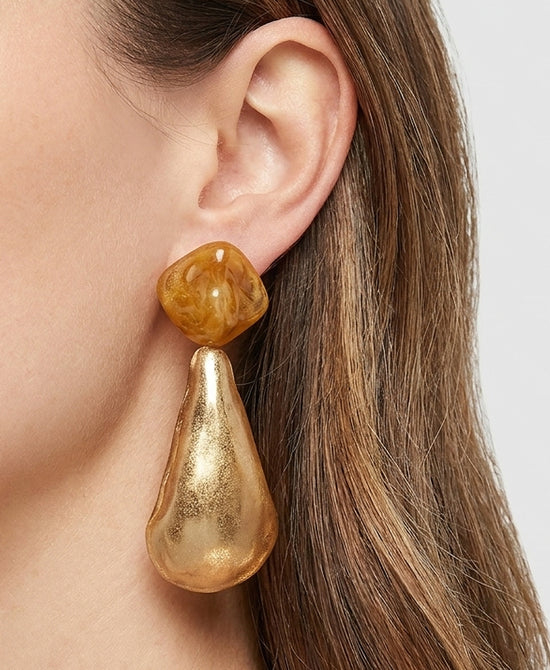 
Large Statement Earrings in BEIGE/GOLD view 1