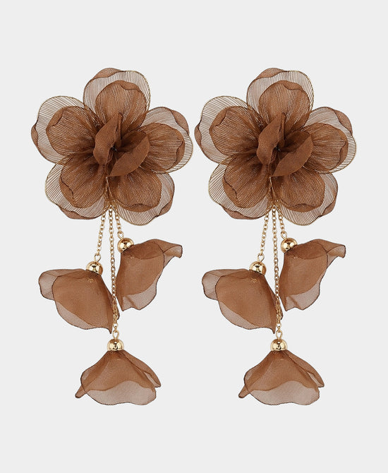 
Large Flower Drop Earrings in BROWN view 2