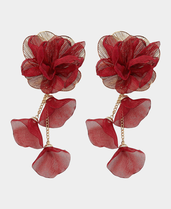 
Large Flower Drop Earrings in BERRY view 2