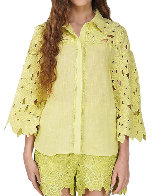 Floral Lace Sleeve Top view 