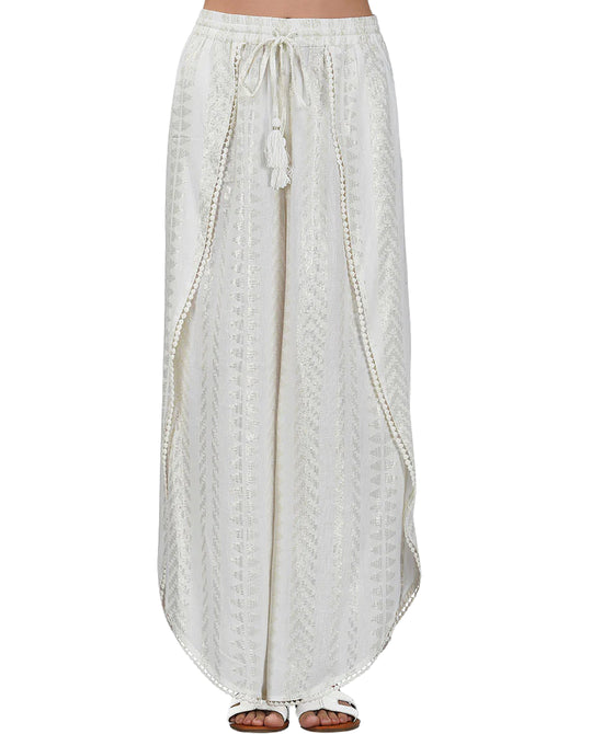 Metallic Printed Pants w/ Tassels view 