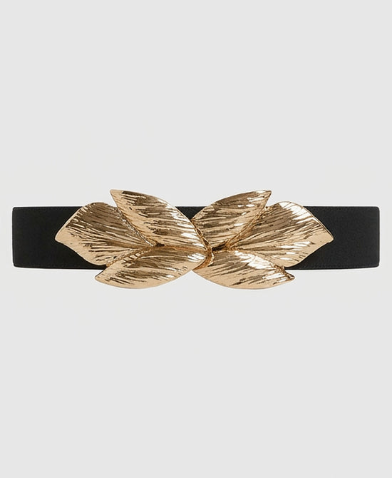 
Gold Leaf Stretch Belt in BLACK/GOLD view 2