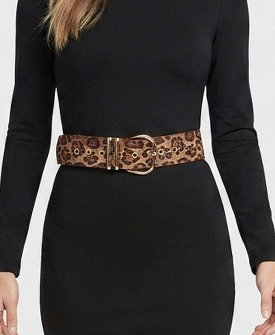 
Faux Suede Leopard Print Belt in TAN MULTI view 1