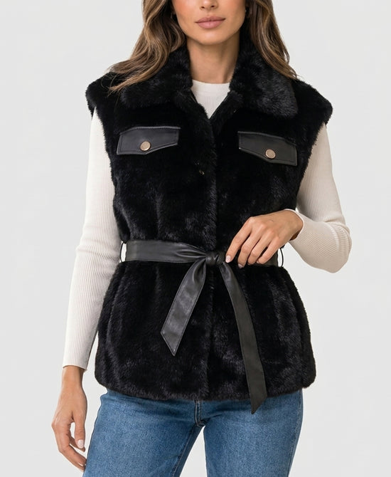 
Faux Fur Vest in BLACK view 1